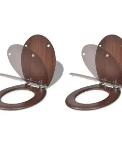 vidaXL Toilet Seats with Soft Close Lids 2 pcs MDF Brown