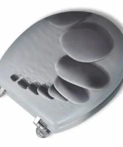 vidaXL Toilet Seats with Hard Close Lids 2 pcs MDF Stones