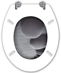 vidaXL Toilet Seats with Hard Close Lids 2 pcs MDF Stones