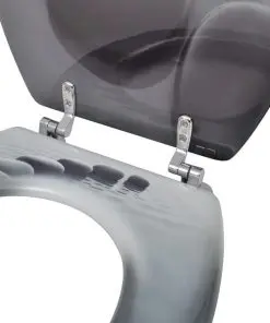 vidaXL Toilet Seats with Hard Close Lids 2 pcs MDF Stones