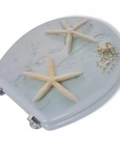 vidaXL Toilet Seats with Hard Close Lids 2 pcs MDF Sea Star