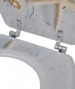vidaXL Toilet Seats with Hard Close Lids 2 pcs MDF Sea Star