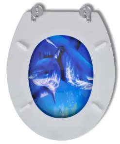 vidaXL Toilet Seats with Hard Close Lids 2 pcs MDF Dolphin