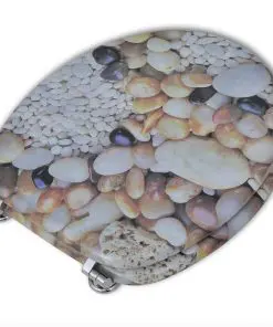vidaXL Toilet Seats with Hard Close Lids 2 pcs MDF Pebbles
