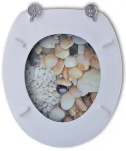 vidaXL Toilet Seats with Hard Close Lids 2 pcs MDF Pebbles