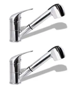 vidaXL Kitchen Mixer Taps 2 pcs Chrome