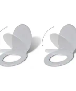 vidaXL Toilet Seats with Soft Close Lids 2 pcs Plastic White