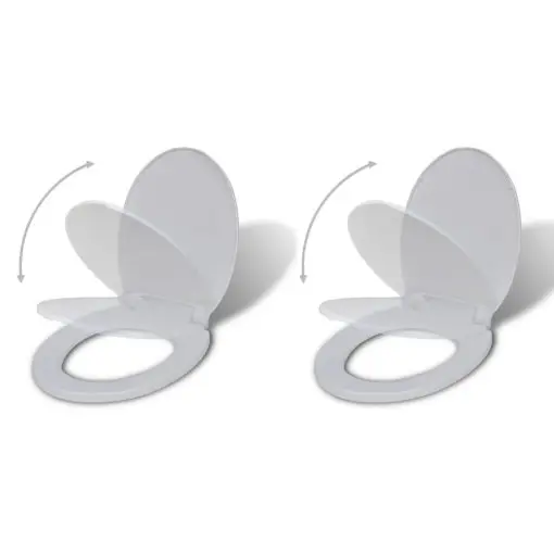 vidaXL Toilet Seats with Soft Close Lids 2 pcs Plastic White