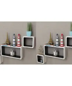 vidaXL Wall Cube Shelves 6 pcs White and Black