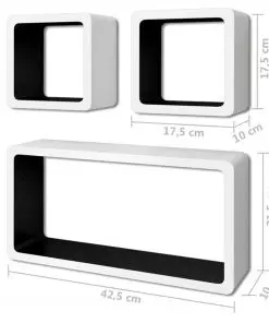 vidaXL Wall Cube Shelves 6 pcs White and Black