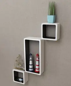 vidaXL Wall Cube Shelves 6 pcs White and Black