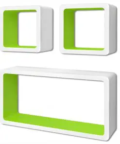 vidaXL Wall Cube Shelves 6 pcs White and Green