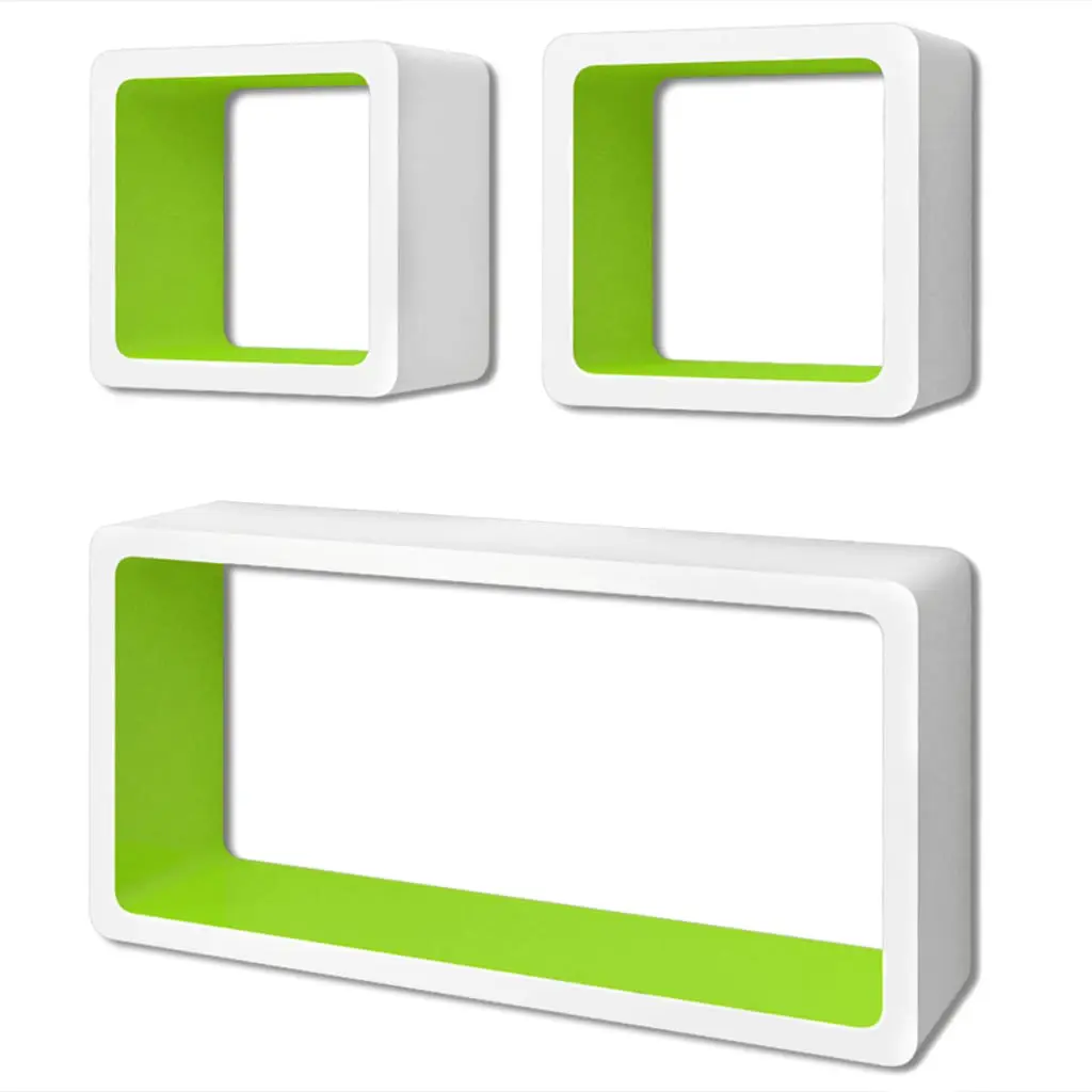 vidaXL Wall Cube Shelves 6 pcs White and Green