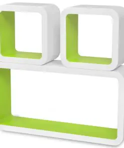 vidaXL Wall Cube Shelves 6 pcs White and Green