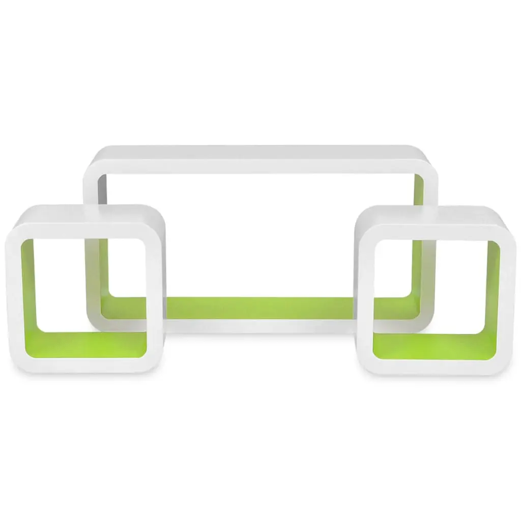 vidaXL Wall Cube Shelves 6 pcs White and Green