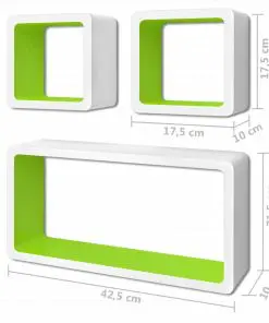 vidaXL Wall Cube Shelves 6 pcs White and Green