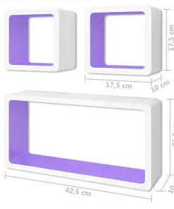 vidaXL Wall Cube Shleves 6 pcs White and Purple