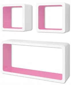 vidaXL Wall Cube Shelves 6 pcs White and Pink