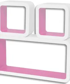 vidaXL Wall Cube Shelves 6 pcs White and Pink
