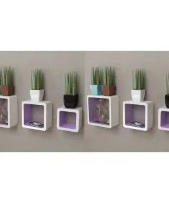 vidaXL Wall Cube Shelves 6 pcs White and Purple