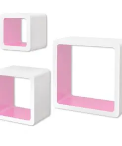 vidaXL Wall Cube Shelves 6 pcs White and Pink