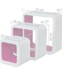 vidaXL Wall Cube Shelves 6 pcs White and Pink