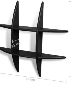 vidaXL Wall Shelves 2 pcs Black
