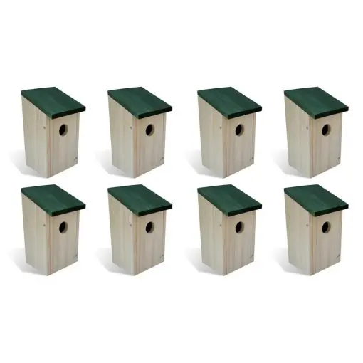 vidaXL Bird Houses 8 pcs Wood 12x12x22 cm