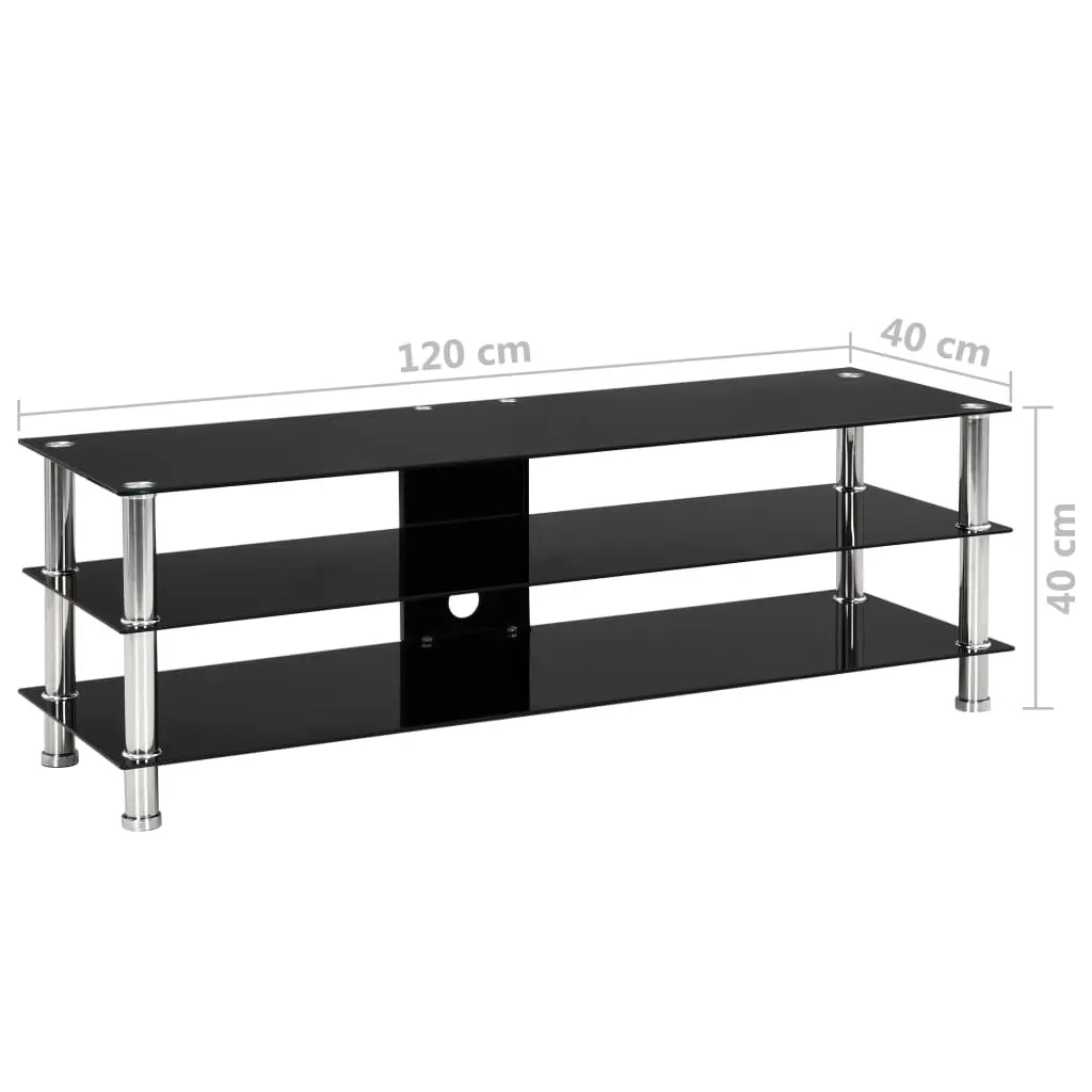 vidaXL TV Stand Black 120x40x40 cm Tempered Glass