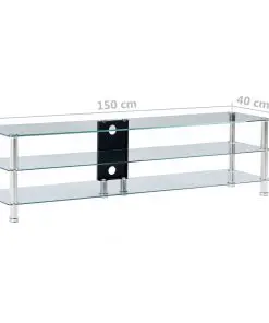 vidaXL TV Stand Transparent 150x40x40 cm Tempered Glass