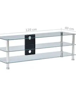 vidaXL TV Stand Transparent 120x40x40 cm Tempered Glass