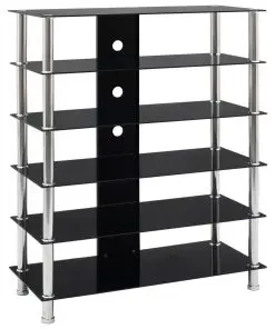 vidaXL HiFi Stand Black 90x40x113 cm Tempered Glass