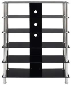 vidaXL HiFi Stand Black 90x40x113 cm Tempered Glass