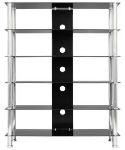 vidaXL HiFi Stand Black 90x40x113 cm Tempered Glass