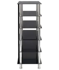 vidaXL HiFi Stand Black 90x40x113 cm Tempered Glass