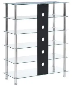 vidaXL HiFi Stand Transparent 90x40x113 cm Tempered Glass
