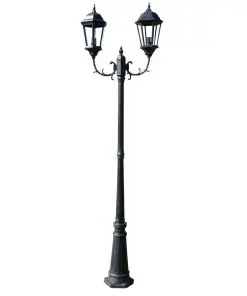 vidaXL Garden Light Post 2-arms 230 cm Dark Green/Black Aluminium