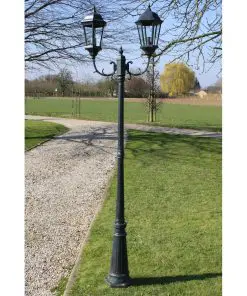 vidaXL Garden Light Post 2-arms 230 cm Dark Green/Black Aluminium