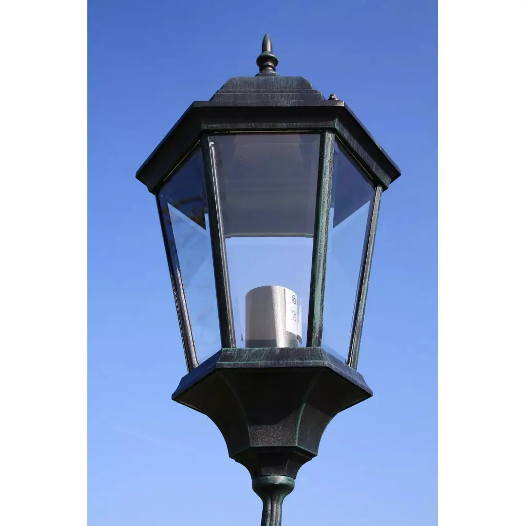vidaXL Garden Light Post 2-arms 230 cm Dark Green/Black Aluminium