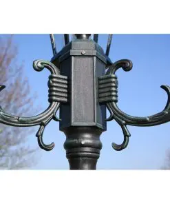 vidaXL Garden Light Post 2-arms 230 cm Dark Green/Black Aluminium