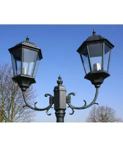 vidaXL Garden Light Post 2-arms 230 cm Dark Green/Black Aluminium