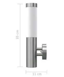 vidaXL RVS Walllamp for Indoor & Outdoors Waterproof Post