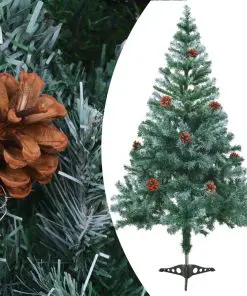 vidaXL Frosted Christmas Tree with Pinecones 150 cm
