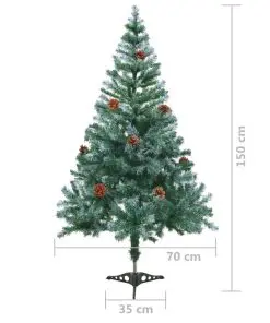 vidaXL Frosted Christmas Tree with Pinecones 150 cm