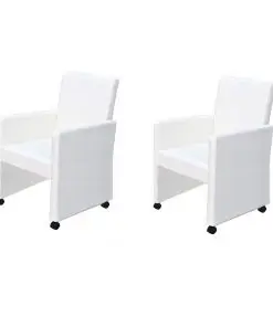 vidaXL Dining Chairs 2 pcs White Faux Leather
