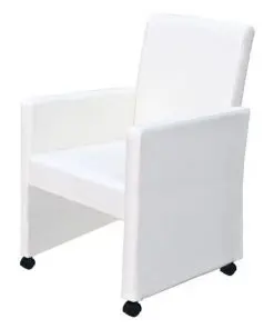 vidaXL Dining Chairs 2 pcs White Faux Leather