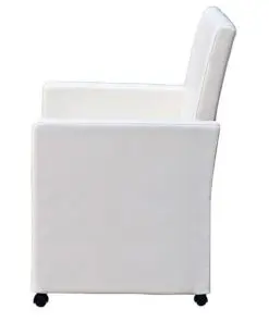 vidaXL Dining Chairs 2 pcs White Faux Leather