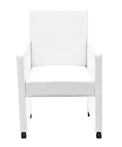 vidaXL Dining Chairs 2 pcs White Faux Leather