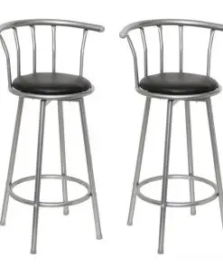 vidaXL Bar Stools 2 pcs Black Faux Leather