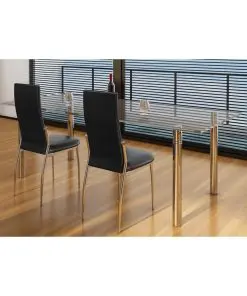 vidaXL Dining Chairs 2 pcs Black Faux Leather